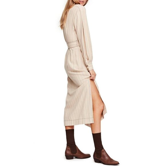 Free People Audrey Stripe Midi Shirt Dress - Picture 2 of 9